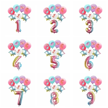 8шт Розовый Воздушный шар на День рождения Динозавра, 32-дюймовые Разноцветные воздушные шары из фольги с цифрами, Декор для вечеринки в стиле джунглей, декор для детского душа
