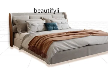 Тканевая кровать Современная минималистичная главная спальня Тканевая кровать с технологией 