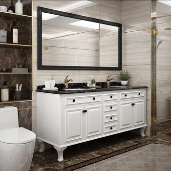 Шкаф для ванной комнаты из массива дерева, умное зеркало, Двойная раковина, шкаф для умывальника от пола до потолка, шкаф для ванной комнаты для Uni