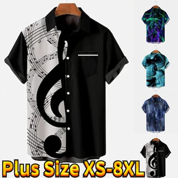 Мужская высококачественная Новая персонализированная рубашка с ослепительным принтом, повседневная модная тонкая классическая рубашка на пуговицах с короткими рукавами XS-8XL