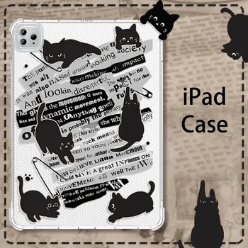 Для iPad Air 4 5 10,9 3 10,5 2022 2021 2020 Pro 11 12,9 Дюймов Креативный Газетный Чехол Black Cat Case Для iPad Mini 6 8,3 5 7,9 Оболочка