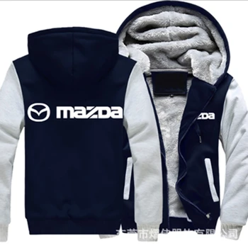 2023 новые зимние логотипом автомобиля Mazda утолщенные плюшевые пальто повседневная мужская на молнии Мужские пальто